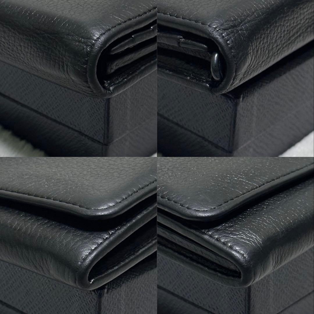 PRADA プラダ　長財布　ゴールドロゴ　シボ革　ブラック