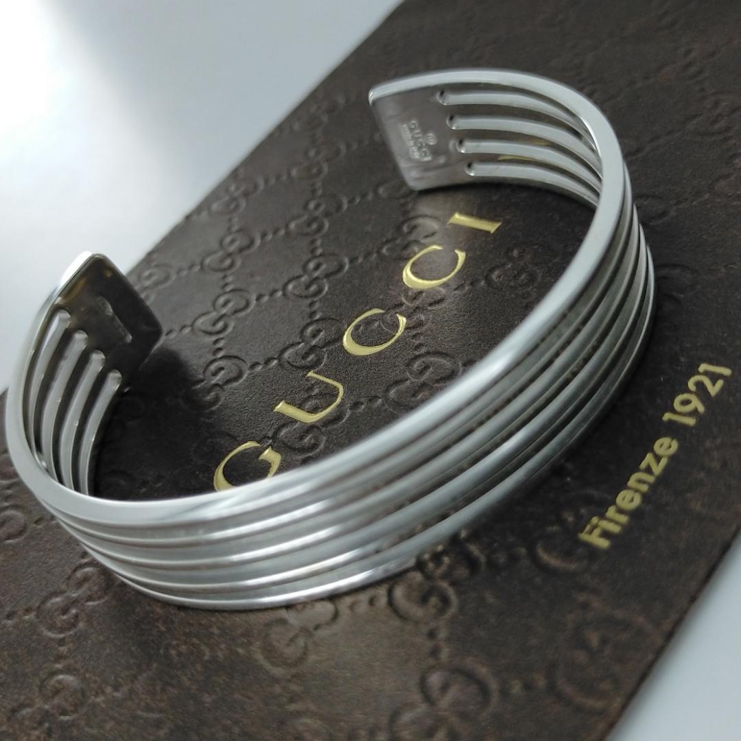 ★SALE★【GUCCI】5連　オープン　ライン　カフ　バングル　1424