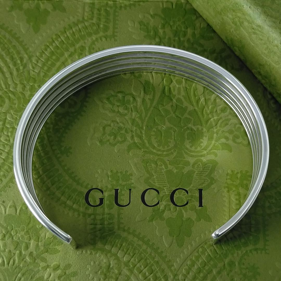 ★SALE★【GUCCI】5連　オープン　ライン　カフ　バングル　1424