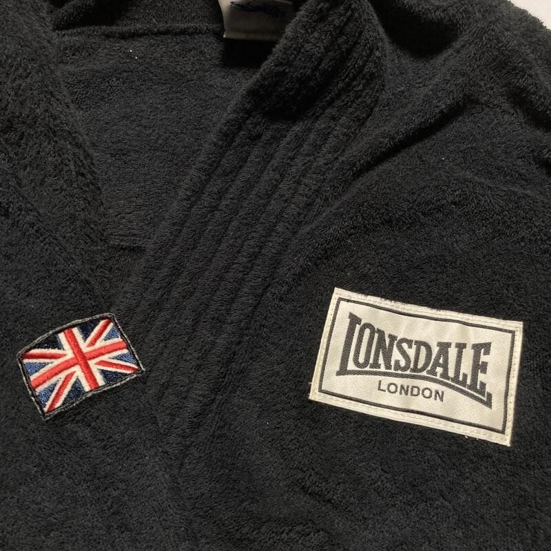 LONSDALE★ボクシングガウン バスローブ ワッペン パイル系タオル 黒 M