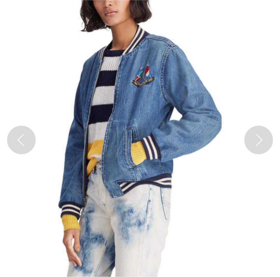 美品 ポロラルフローレン デニム ボンバージャケット POLOロゴ M