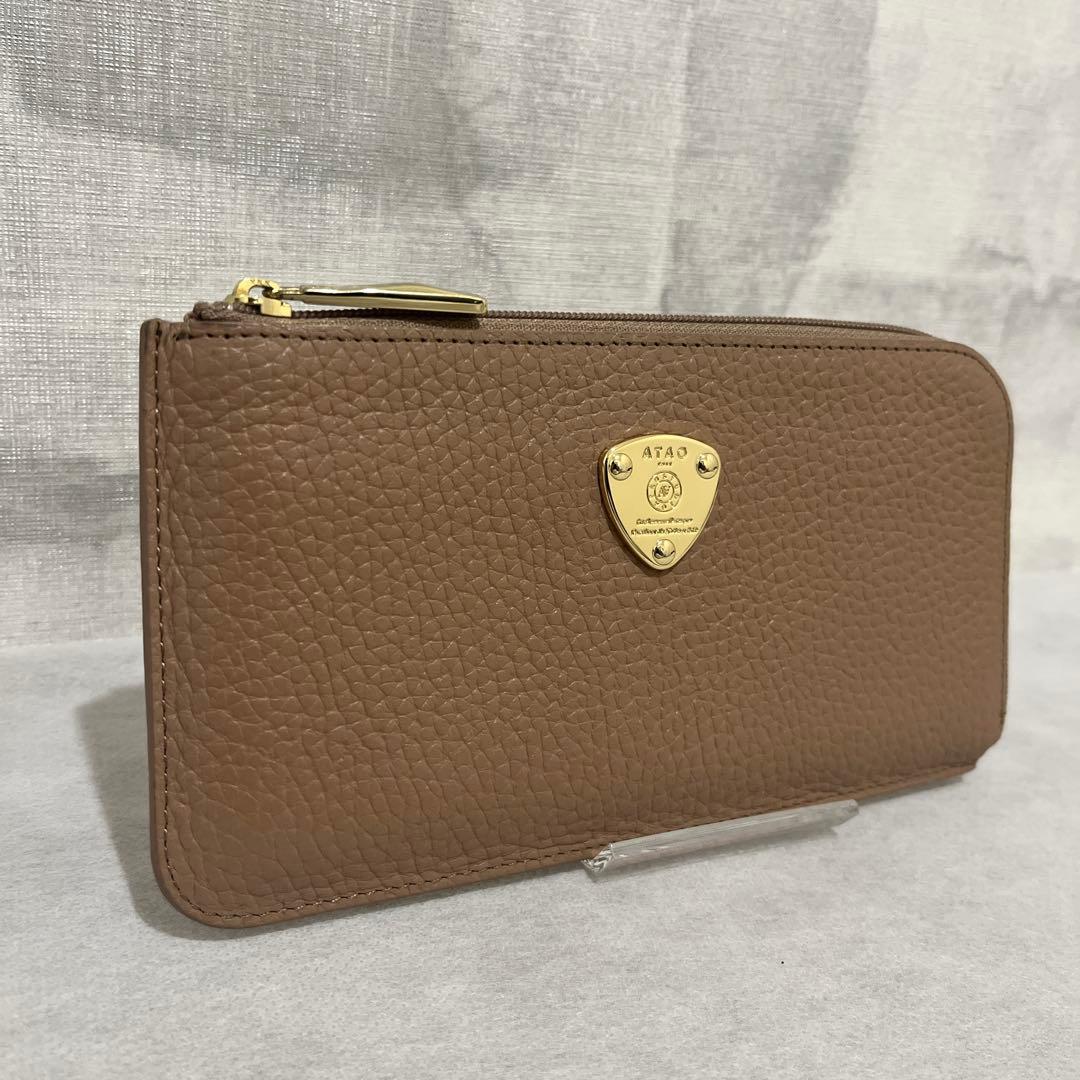 【美品✨】アタオ　スリモ　ケリー　長財布　L字ファスナー　アーモンド