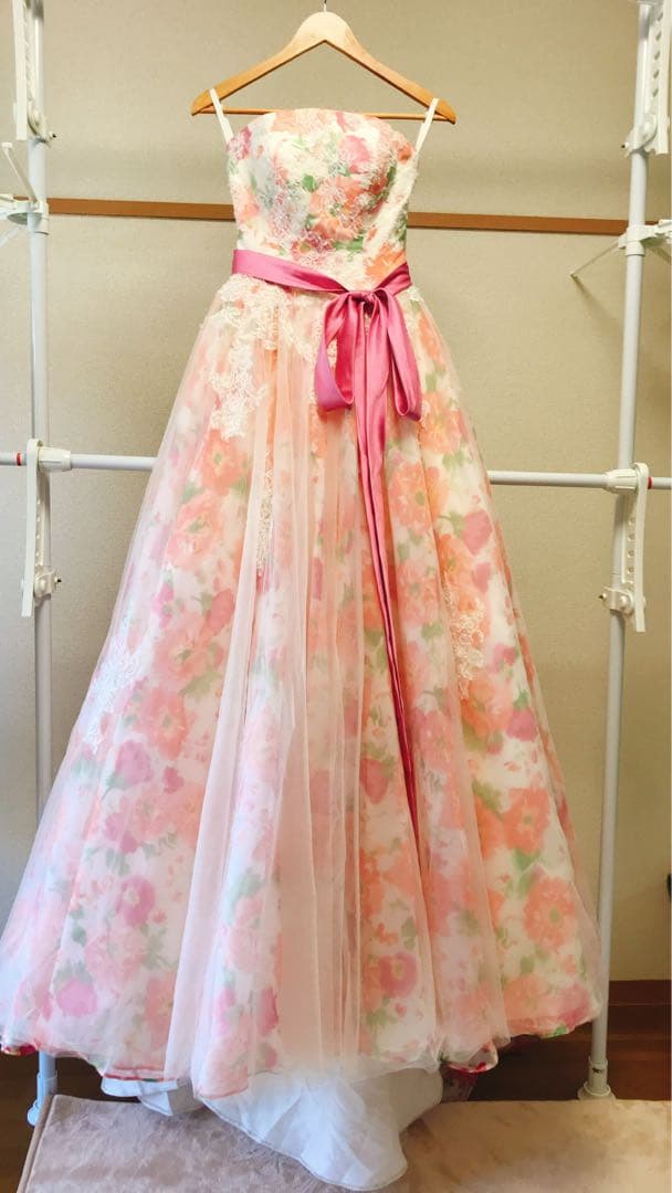 【引越しの為値下げ】YNS ウェディングドレス カラードレス 花柄 パニエ付き