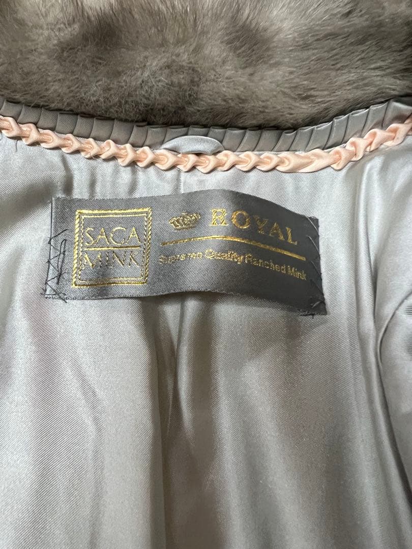 SAGA  毛皮ロングコート グレー