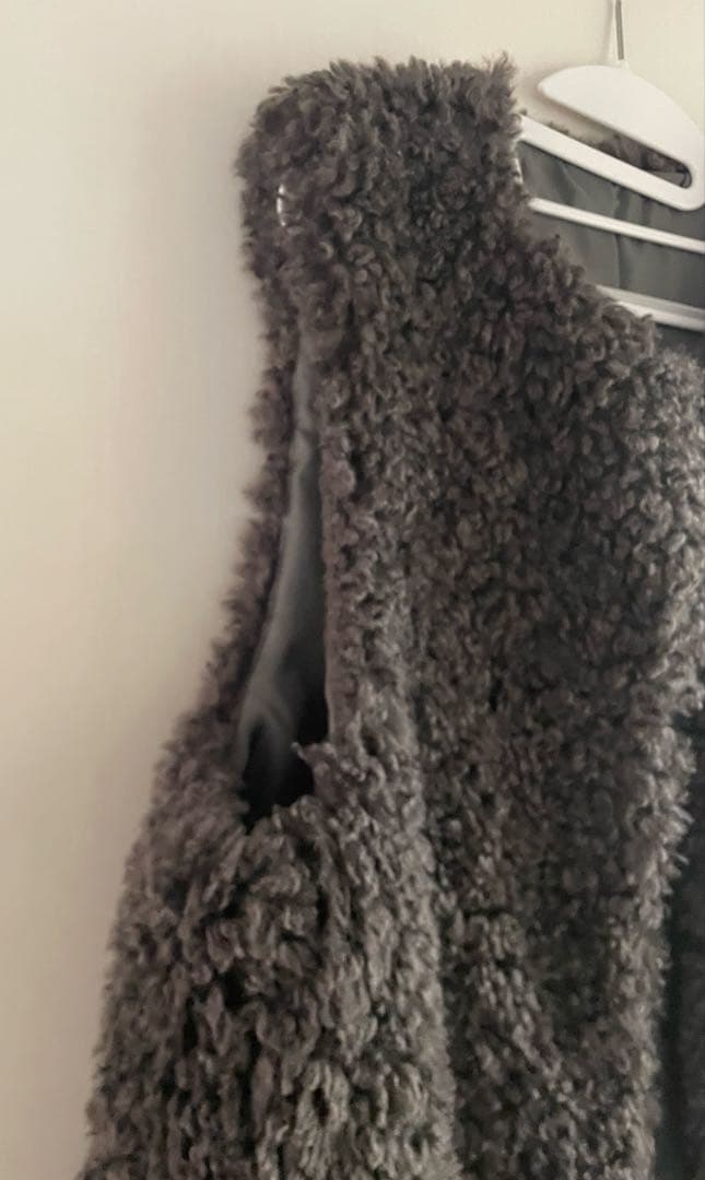 【美品】L'EQUIPE シープファーロングジレ チャコール完売品