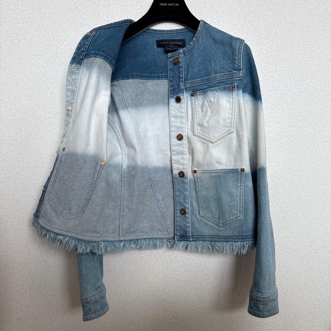 louis vuitton デニムジャケット ロゴ グラデーション フリンジ
