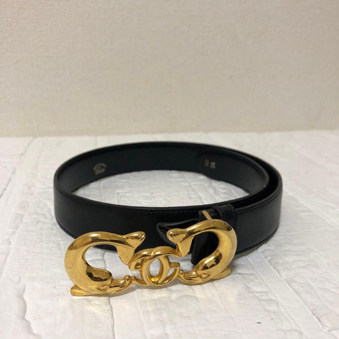 美品　レア　GUCCI ベルト　イルカ　GG バックル　オールドグッチ レザー