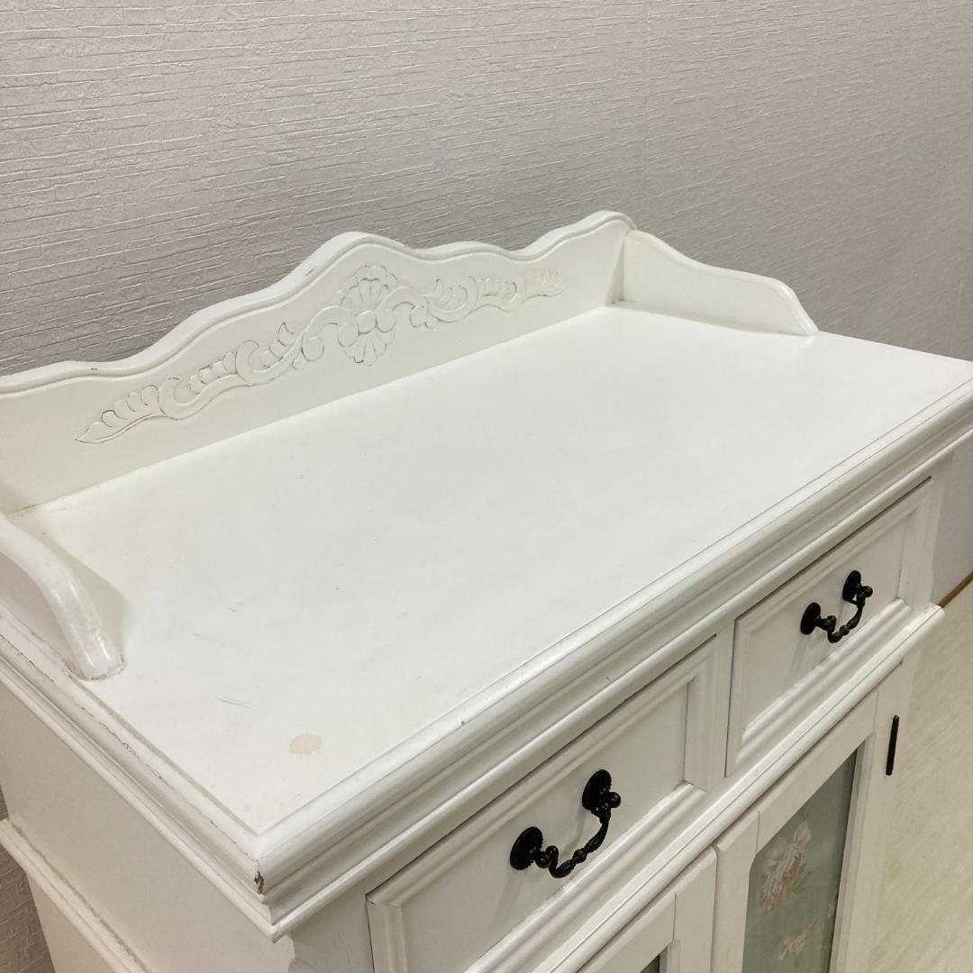 カトラリーキャビネット　ホワイトローズ　フレンチテイスト　姫家具