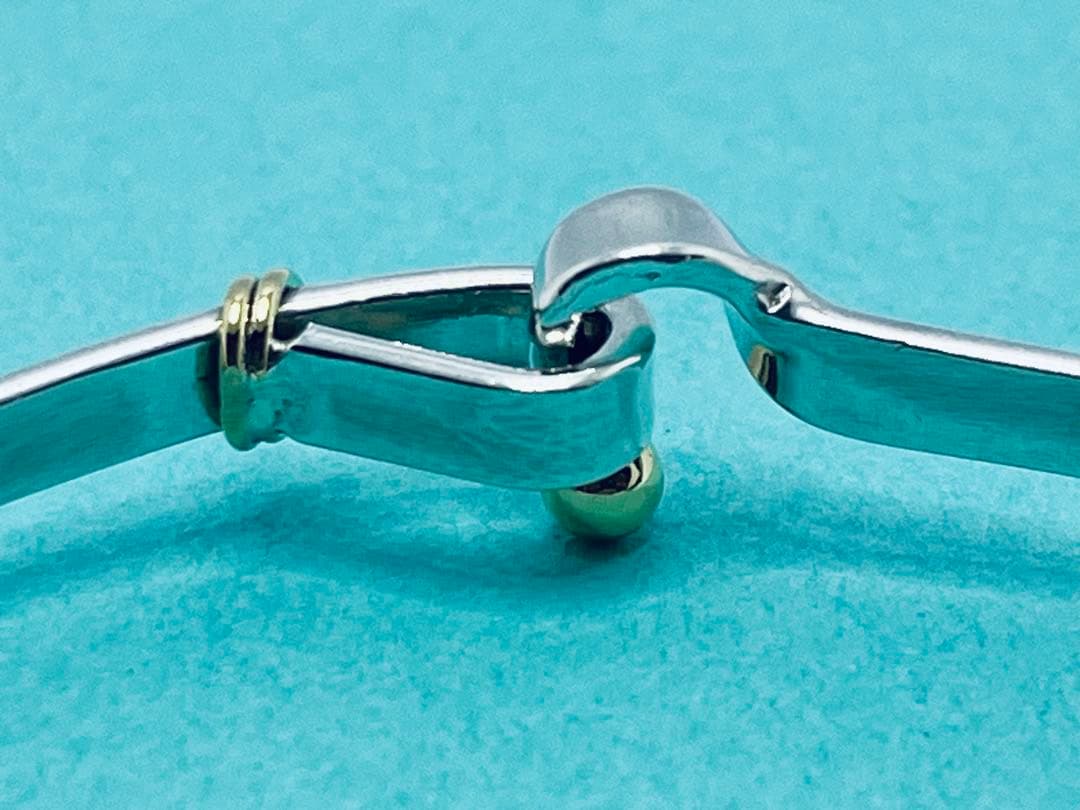 h482 ティファニー　フック&アイ　コンビ　バングル　750/925 k18