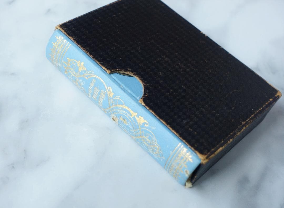 ドイツ 古書 アンティーク 勿忘草のメモリアルブック 青 洋書 希少 レア