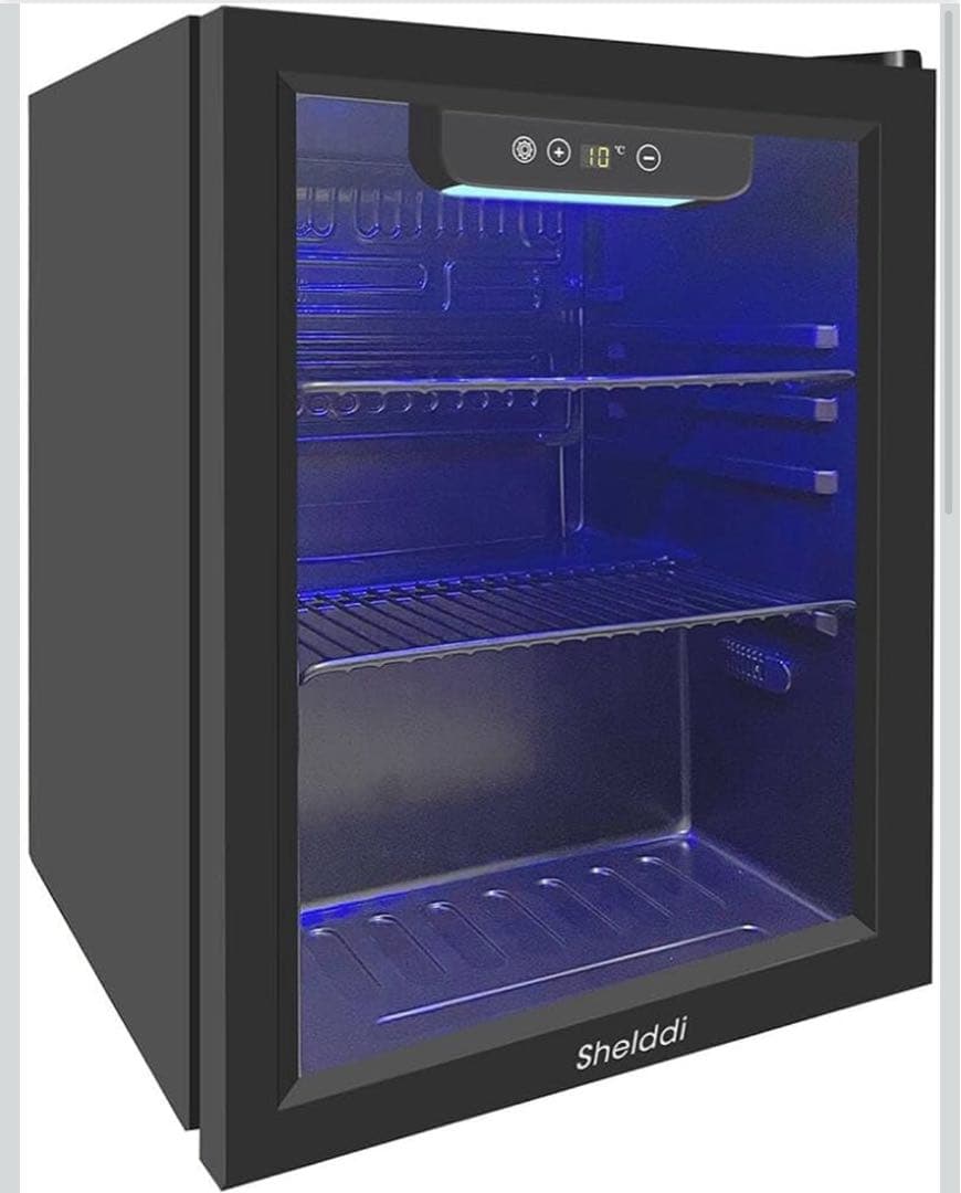 小型冷蔵庫 48L コンプレッサー式 透明ガラスドア おしゃれ 静音 省エネ