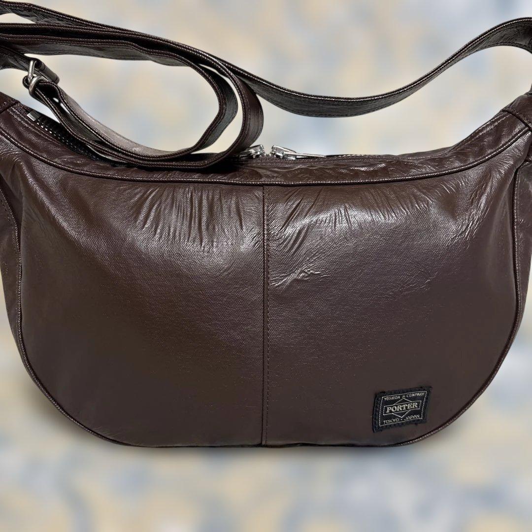 PORTER フリースタイルダークブラウンショルダーバッグ　ポーターバッグ