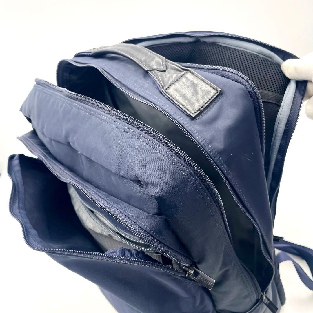 【美品】PORTER TIME ポーター タイム バッグパック ビジネスネイビー