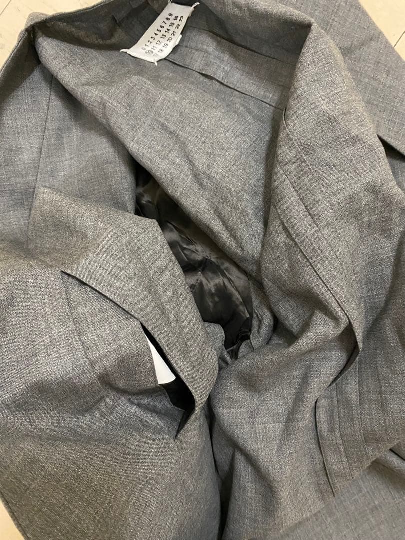 【着用感アリ】メゾン マルジェラ ノーカラージャケット(54)XXL程度 グレー