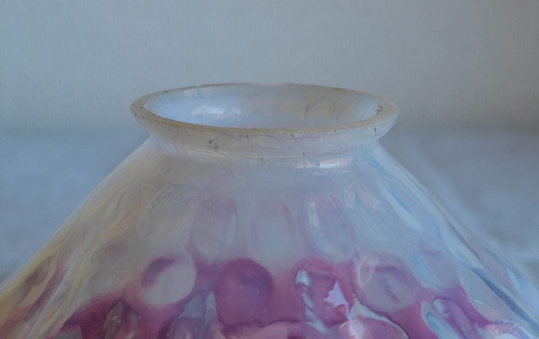 ピンク色オパールガラス フリルガラス ランプシェード電笠オパールセント/K086