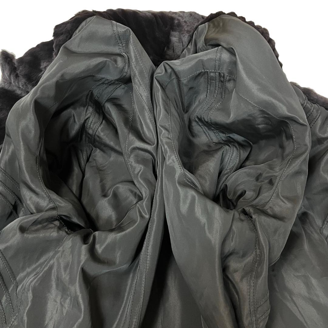 総丈111cm 近代デザイン ミンクロングコート ブラック リバーシブル