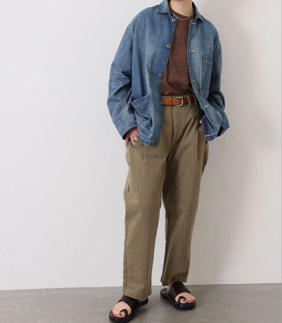 Vヘリンボンミリタリータックパンツ