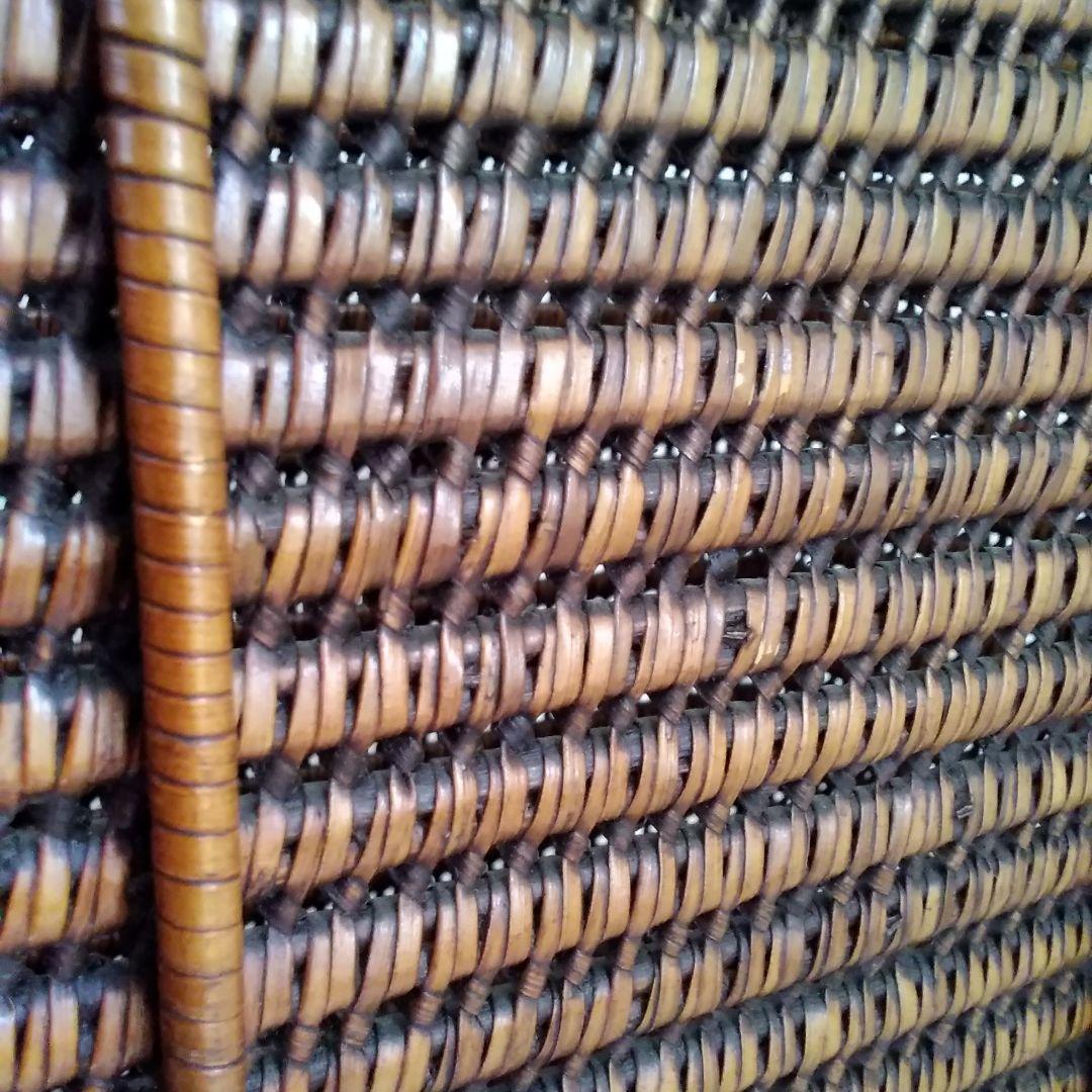 年代不明！両ハンドルかご！籐籠竹籠 竹細工 竹編みカゴ 小物入れ！経年美品！