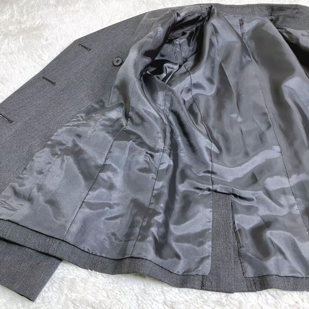 美品 バーバリー ロンドン ダブル 金ボタン テーラード ジャケット グレー